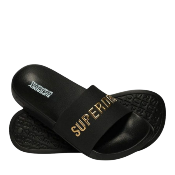 SUPERDRY Code Core Pool Sliders  Γυναικείο MF310243 Α -18 A   ΜΑΥΡΟ ΧΡΥΣΟ LOGO - Image 3